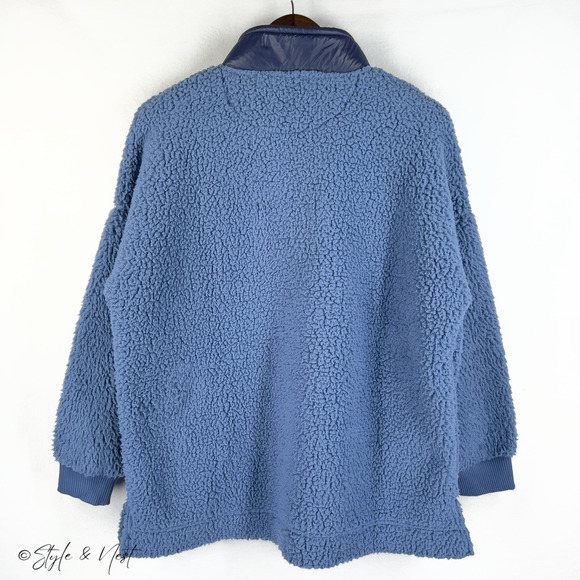 Aerie Fluffy Dream Sherpa Quarter Zip Quilted Pullover Cozy Size Medium - Picture 4 of 4
